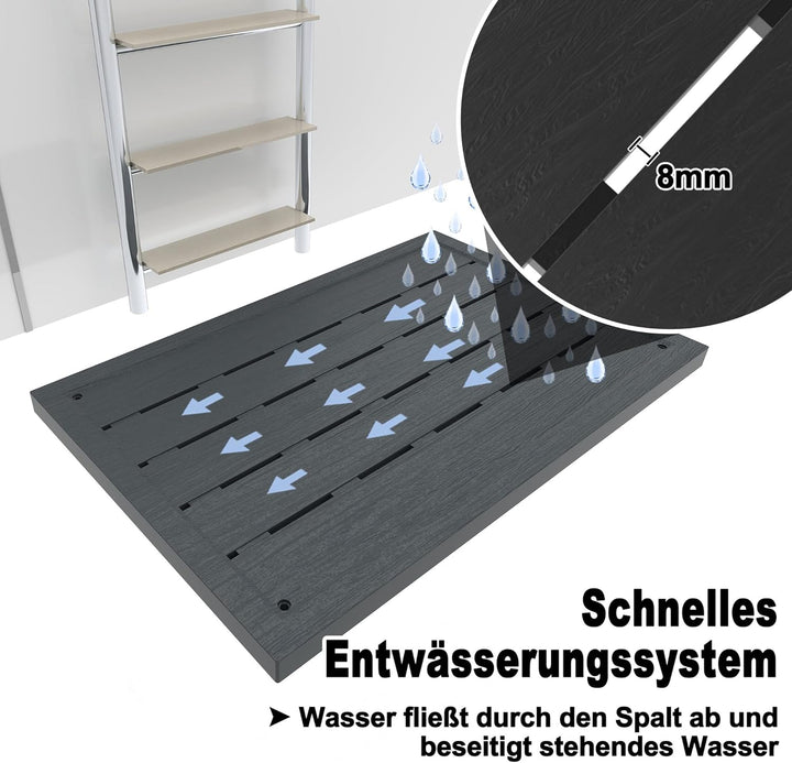 YUENFONG Bodenelement Kunststoff für Leitern &amp; Solarduschen, Anti Rutsch Bodenplatte Duschmatte Auss
