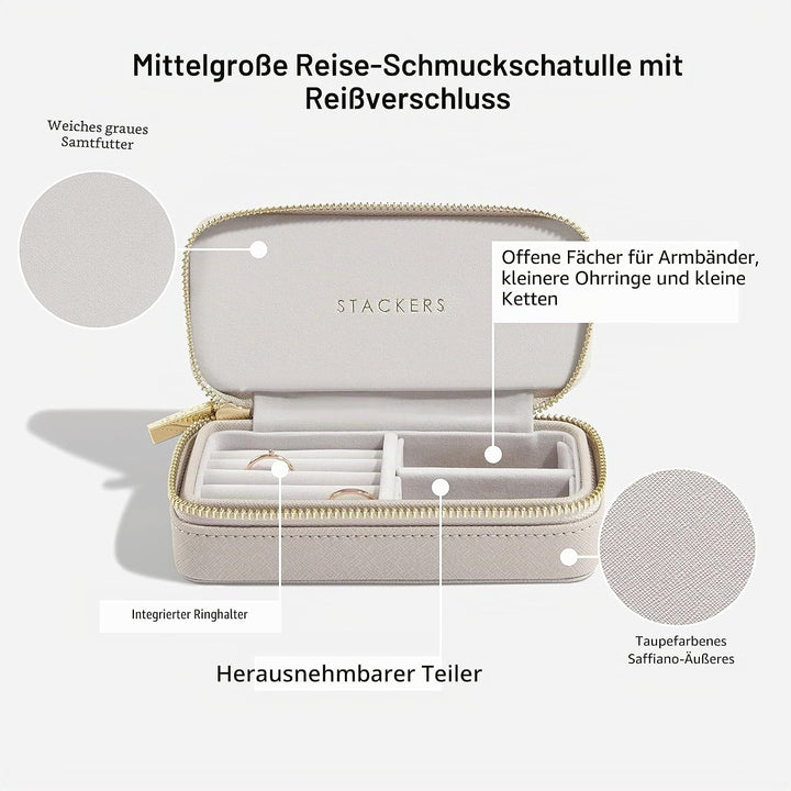 Stackers Taupe Mittelgross Reise Schmuckschatulle, Taupe