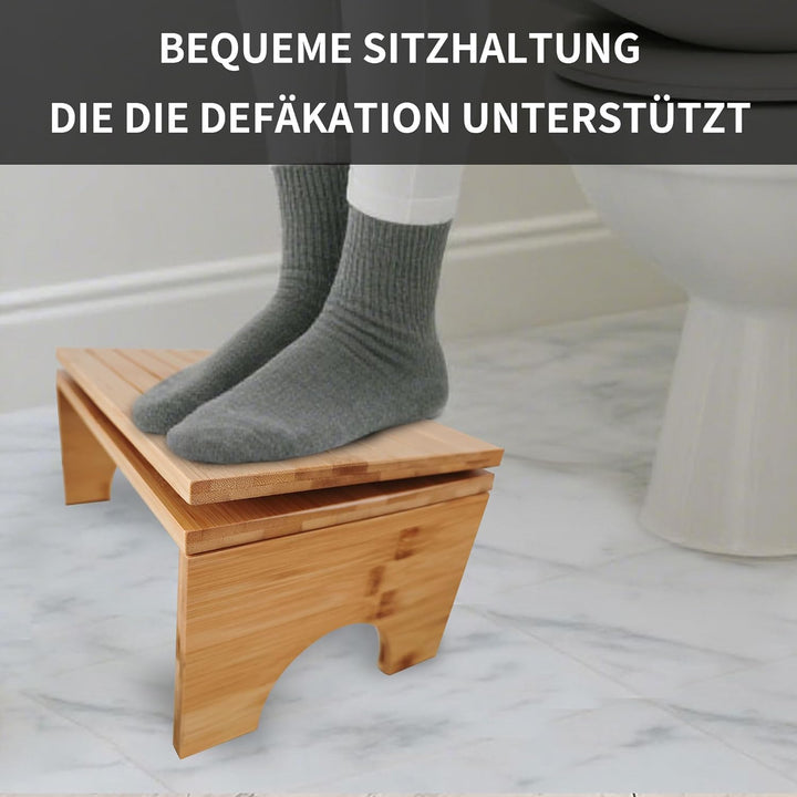Toilettenhocker Klappbar Aus Bambus – Ergonomischer Klohocker FÜRs Badezimmer Mit 4 Gänge Neigungsve