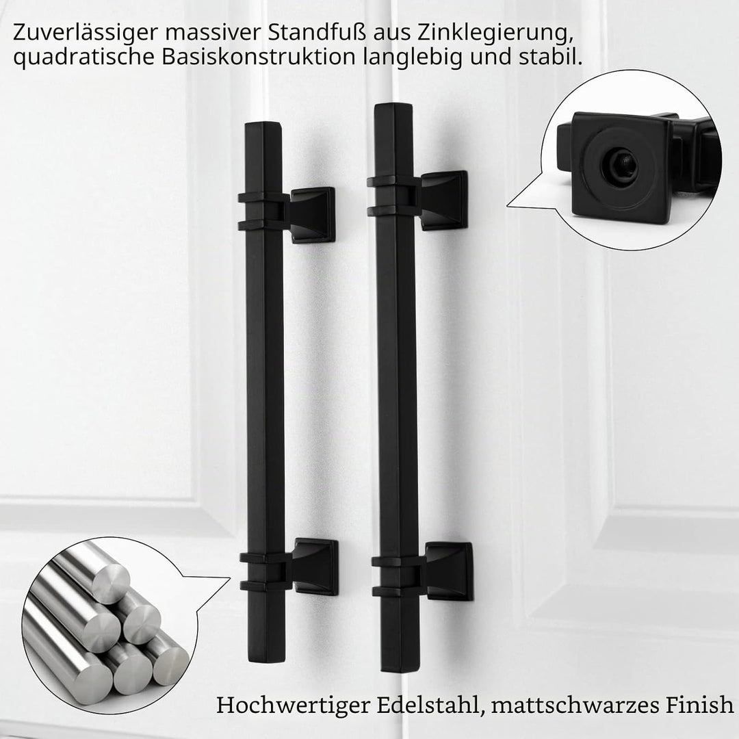 LONTAN 10 Stück Schrankgriffe Schwarz Griffe für Küchenschränke Möbelgriffe Schwarz 160mm Griffe Sch
