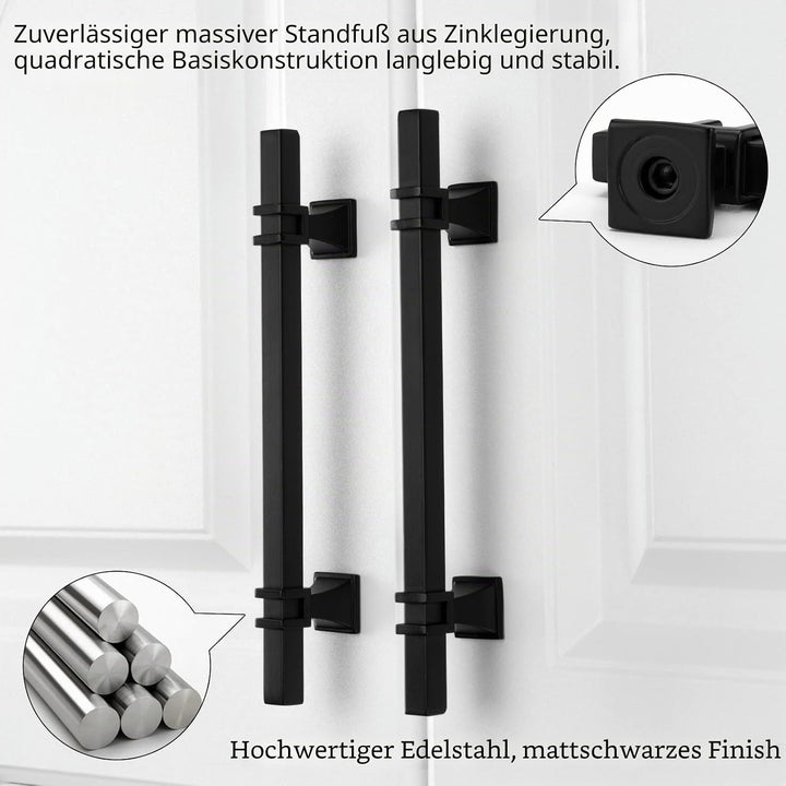 LONTAN 10 Stück Schrankgriffe Schwarz Griffe für Küchenschränke Möbelgriffe Schwarz 160mm Griffe Sch