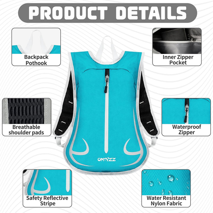 ONTYZZ Fahrradrucksack Damen Männer Kleiner Sportrucksack 15L Wanderrucksack Ultraleicht Rucksack Ra