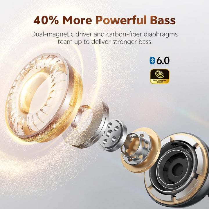 QCY Crossky C50 Open Ear Kopfhör,Clip on kopfhörer kabellos Bluetooth,Kraftvoller Bass,Geräuschunter