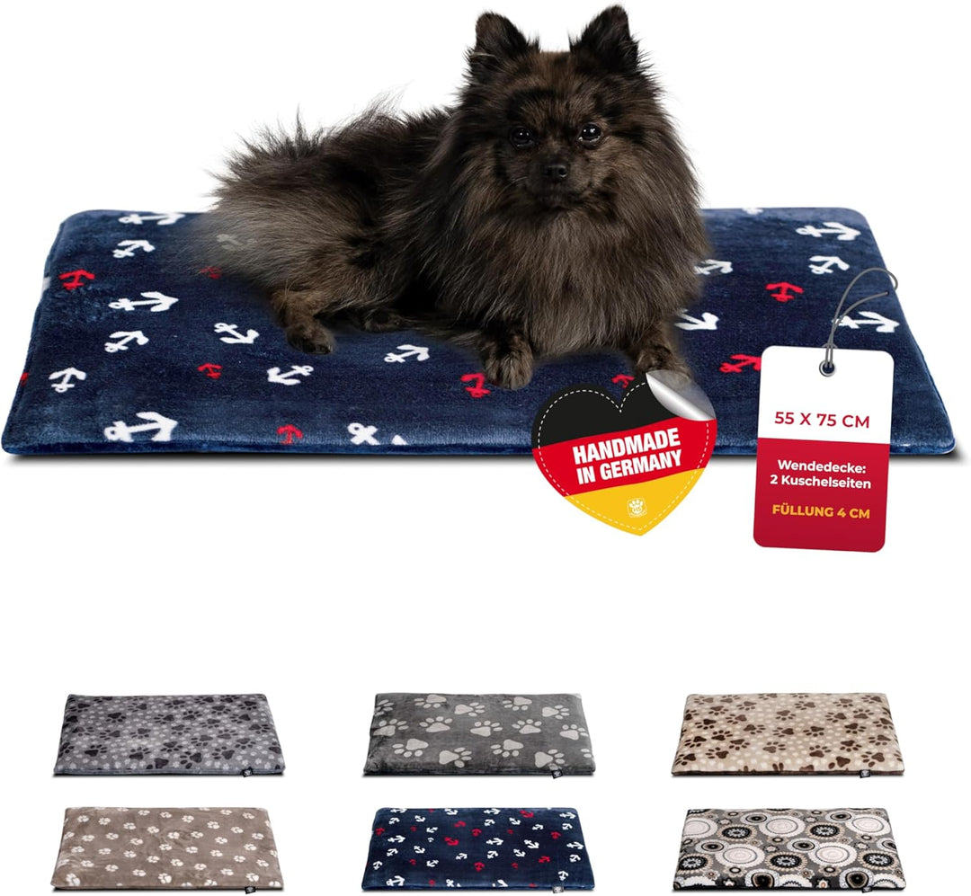 HS-Hundebett® Hundedecke S (55x75 cm) – Wendbar & gemütlich Dank 3 cm Füllung – Perfekt fürs Sofa, A