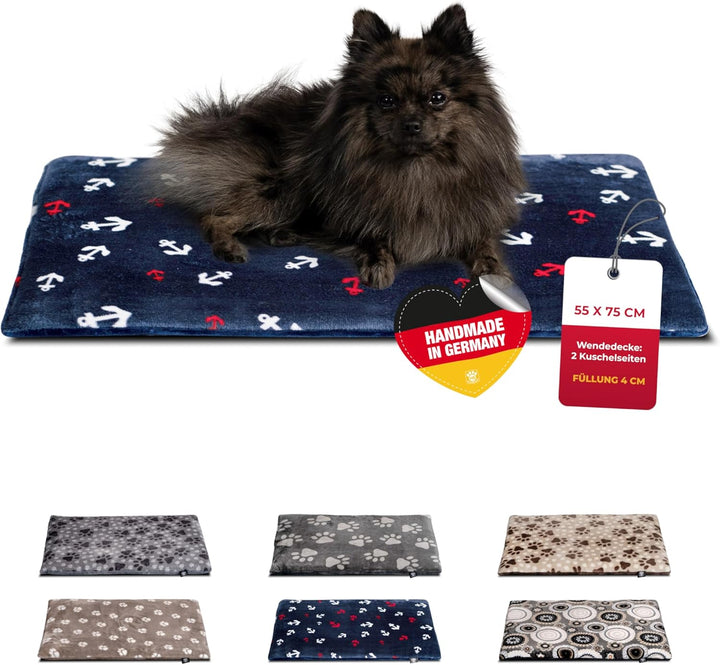 HS-Hundebett® Hundedecke S (55x75 cm) – Wendbar & gemütlich Dank 3 cm Füllung – Perfekt fürs Sofa, A