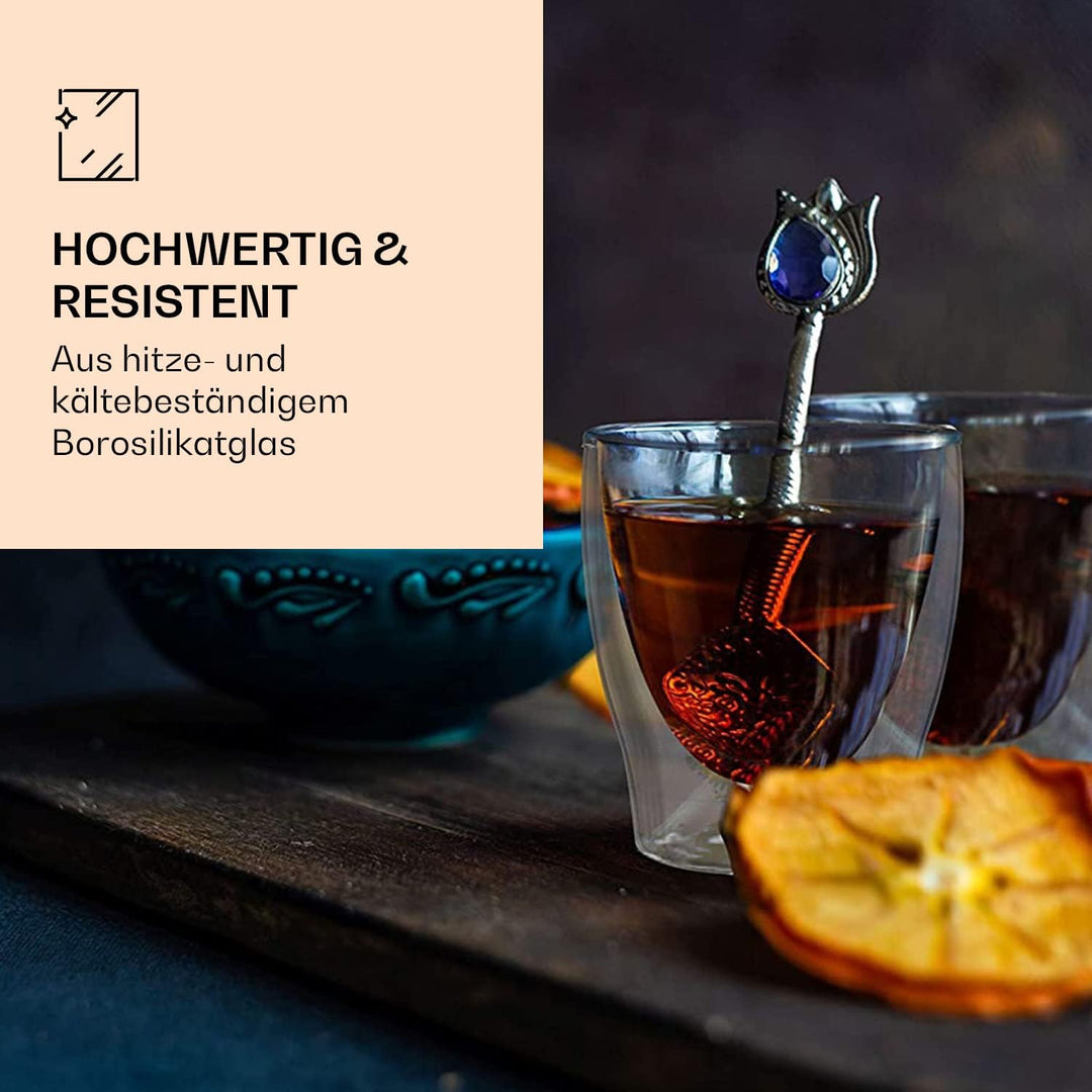 DUOS® Espressotassen Set 2x 80ml + 2x Löffel - Espresso Gläser, Espresso Tassen, Doppelwandige Gläse