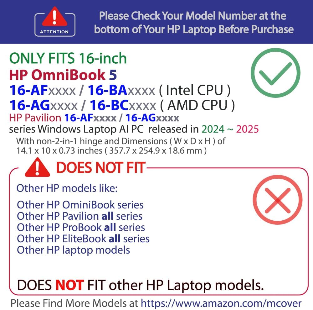mCover Nur kompatibel mit HP OmniBook 5 16-AF / 16-AF / 16-AG / 16-BAxxxx / 16-BCxxxx und Pavilion 1