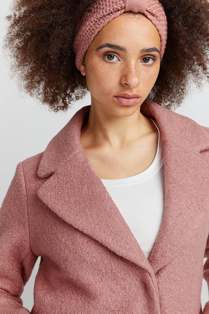 ICHI IHSTIPA JA Damen Wintermantel Wollmantel Winterjacke Kurzmantel mit Druckknöpfen und Reverskrag