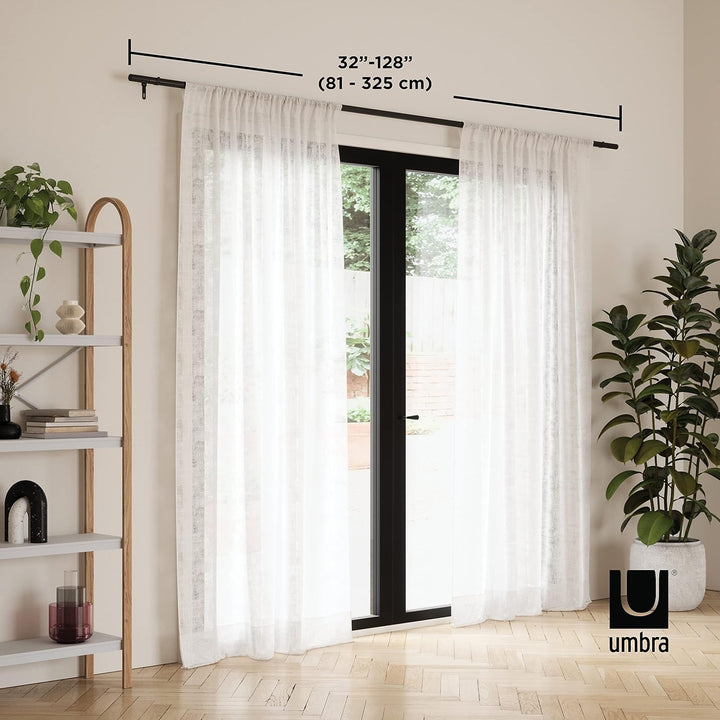 Umbra Zen ausziehbare Gardinenstange mit 2,5 cm Durchmesser, 82-326cm, Schwarz