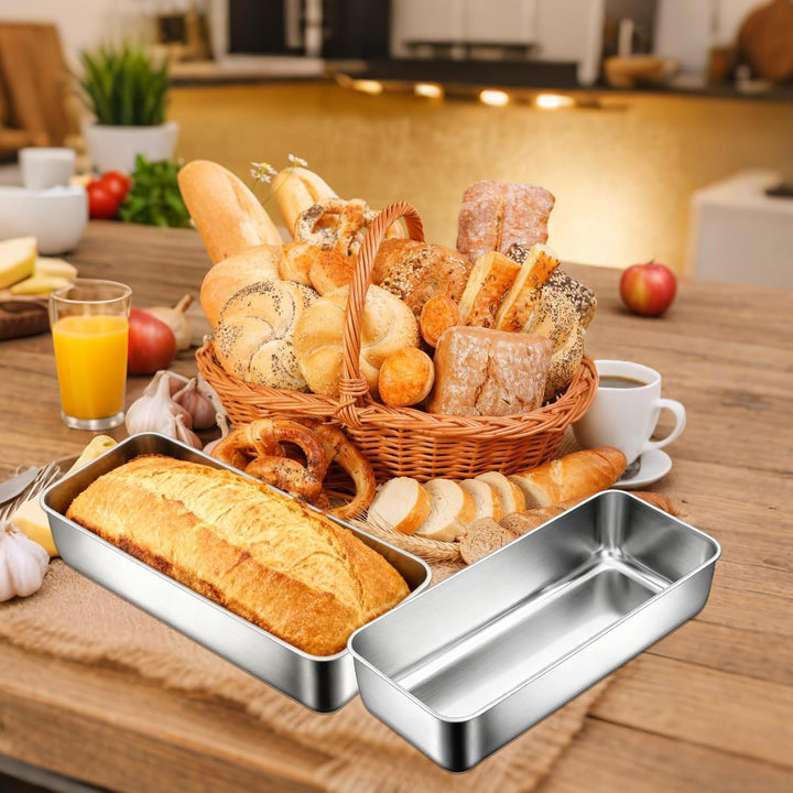 2 Stück Kastenform Kuchen Backform Rechteckig Brotbackform Edelstahl 32 x 15 x 6.5cm - 3,2L für Kuch