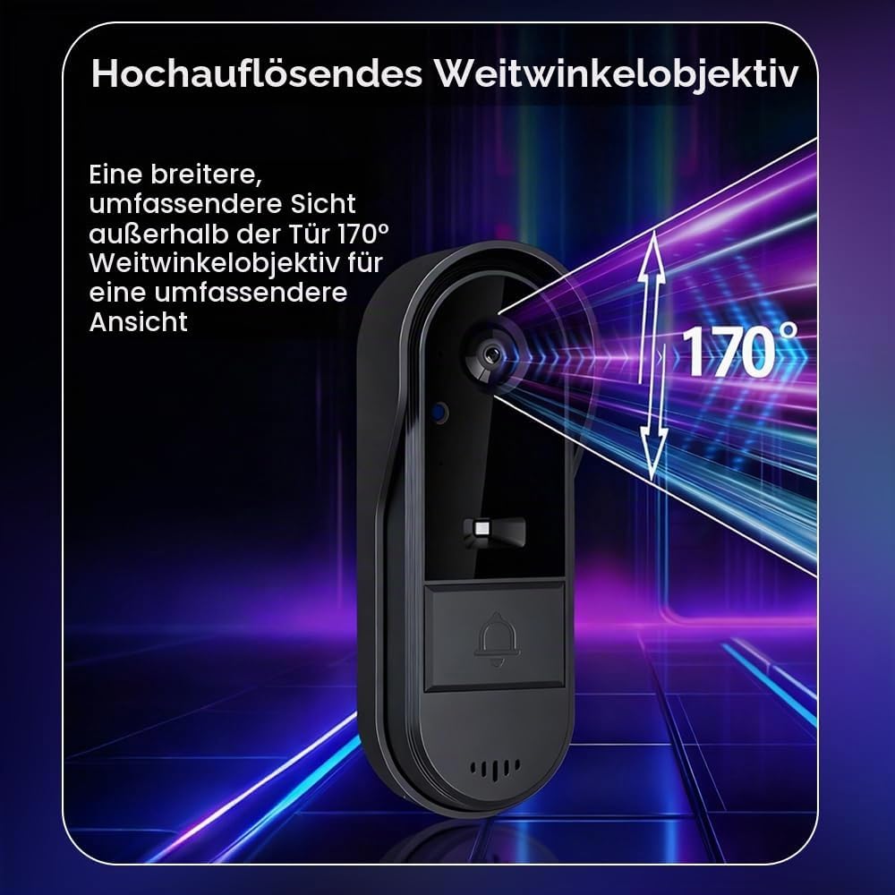 Winnes Kabellose Video Türklingel mit Monitor, Kein WLAN Keine App Keine Monatsgebühren, 1080P HD Tü