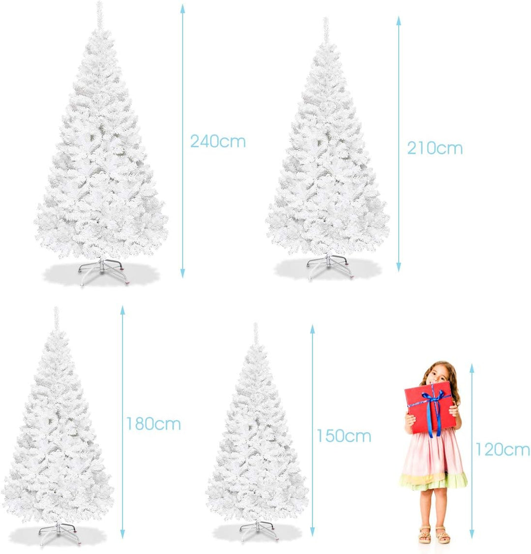 GOPLUS 150/180/210/240cm Weihnachtsbaum Weiss, Festliche Weihnachtdekoration für Zuhause, Weisser Ta