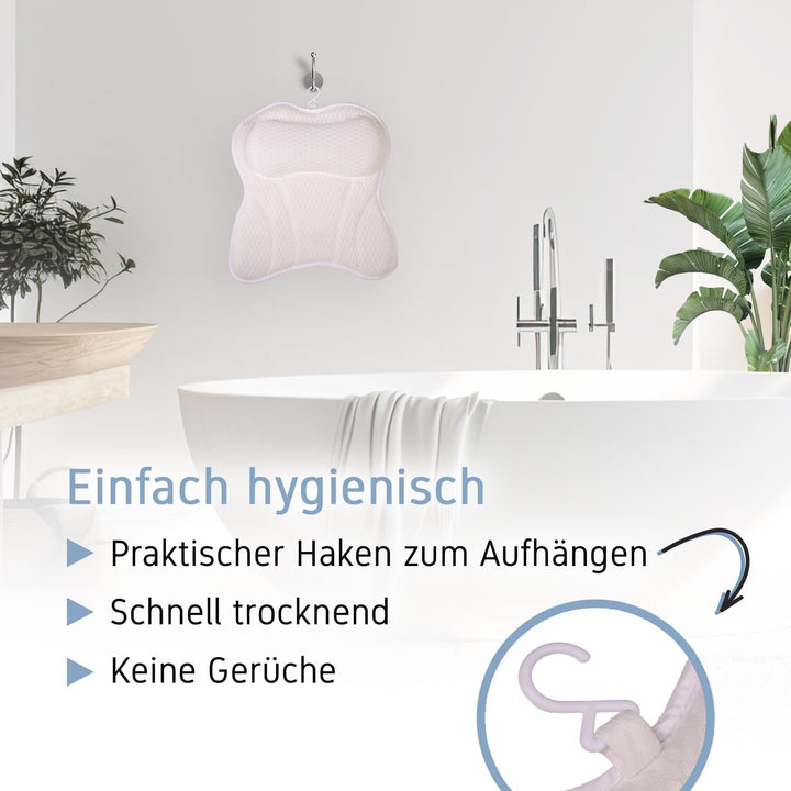 Badewannenkissen | Premium Badekissen für Badewanne mit Kopfstütze &amp; Nackenstütze | Kissen ideal als