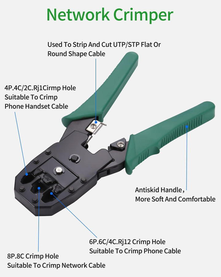 12-in-1 Network Tool Set, Network Tool, with Crimping Tool, Suitable for RJ45, RJ11, RJ12 Cable, Can