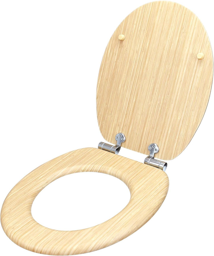 Fanmitrk WC Sitz mit Absenkautomatik, Toilettendeckel aus Holz, Stabil Klodeckel mit Soft Close, Toi