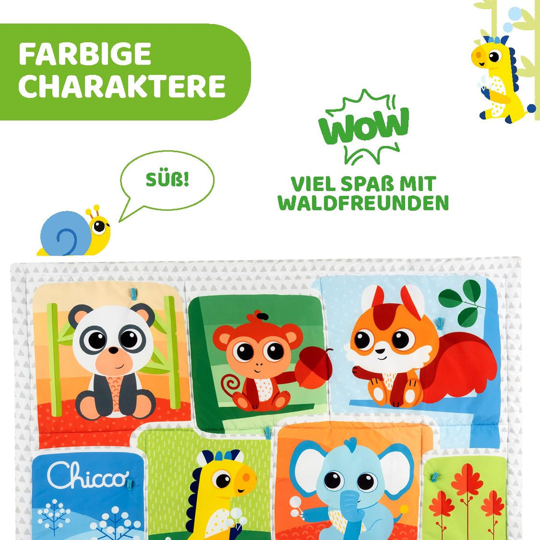 Chicco XXL Zauberwald Spielteppich, weicher bunter Teppich mit Waldtieren, für Babys erste Bewegunge