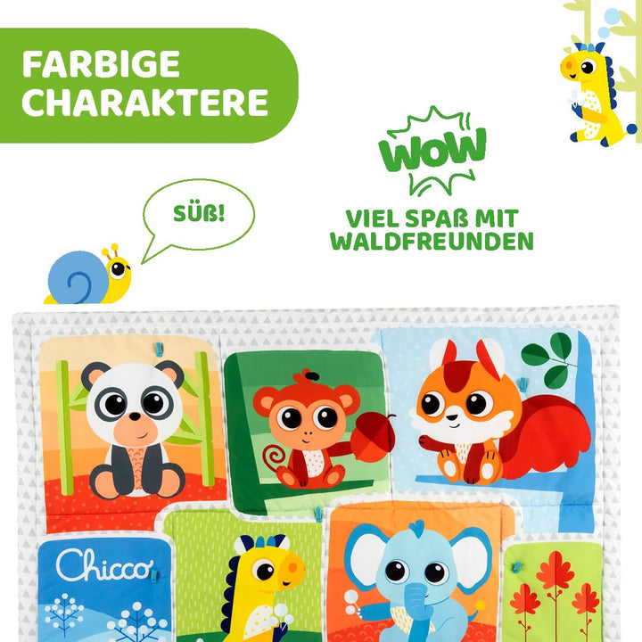 Chicco XXL Zauberwald Spielteppich, weicher bunter Teppich mit Waldtieren, für Babys erste Bewegunge
