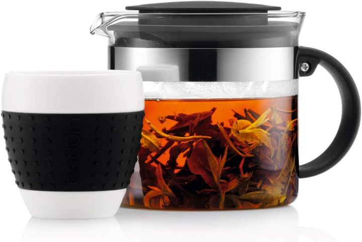 Bodum 1875-01 Teebereiter bistroNouveau (Kunststoff Teesieb, Hitzebeständiges Glas, 1,0 liters) schw