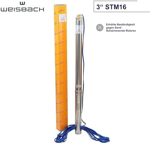 3" WEISBACH Tiefbrunnenpumpe 3STM16 0,75kW 6000l/h 6,2bar sandverträglich