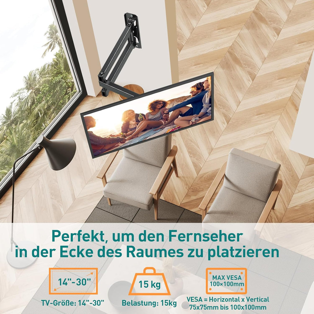 ELIVED Monitor Wandhalterung Schwenkbar Neigbar für die meisten 14-30 Zoll Bildschirme bis 15kg, Max