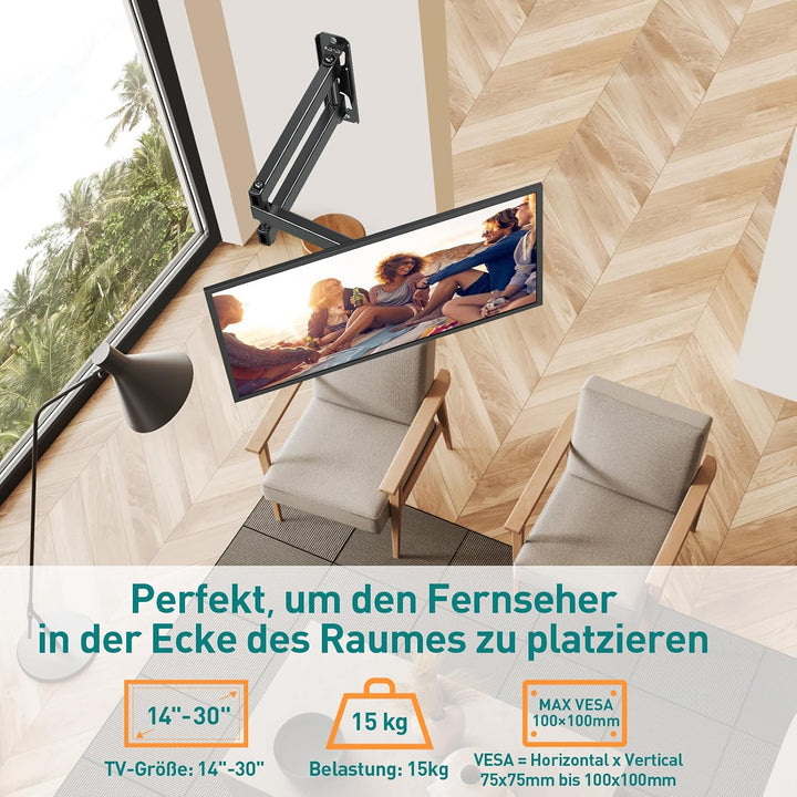 ELIVED Monitor Wandhalterung Schwenkbar Neigbar für die meisten 14-30 Zoll Bildschirme bis 15kg, Max