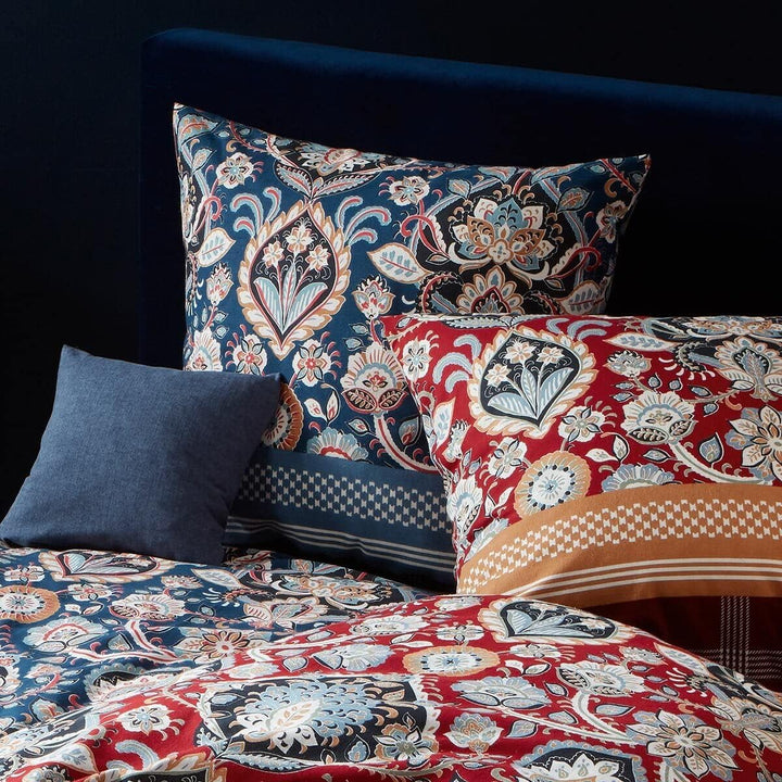 fleuresse Feinbiber Bettwäsche Aspen Ornament Denim 1 Bettbezug 135 x 200 cm + 1 Kissenbezug 80 x 80