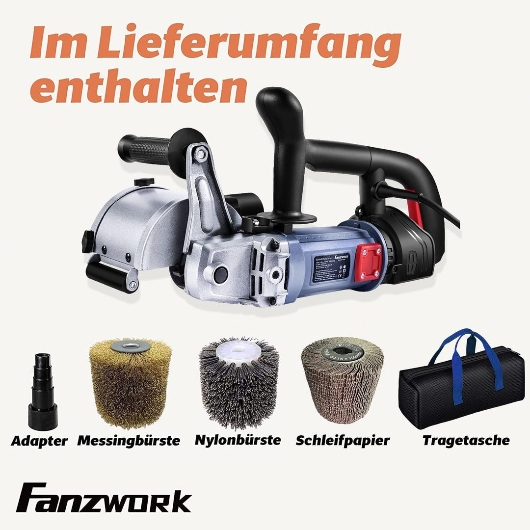 FANZWORK V2 1500 Watt Satiniermaschine zur Renovierung von Oberflächen aller Art, mit Staubsaugung-A