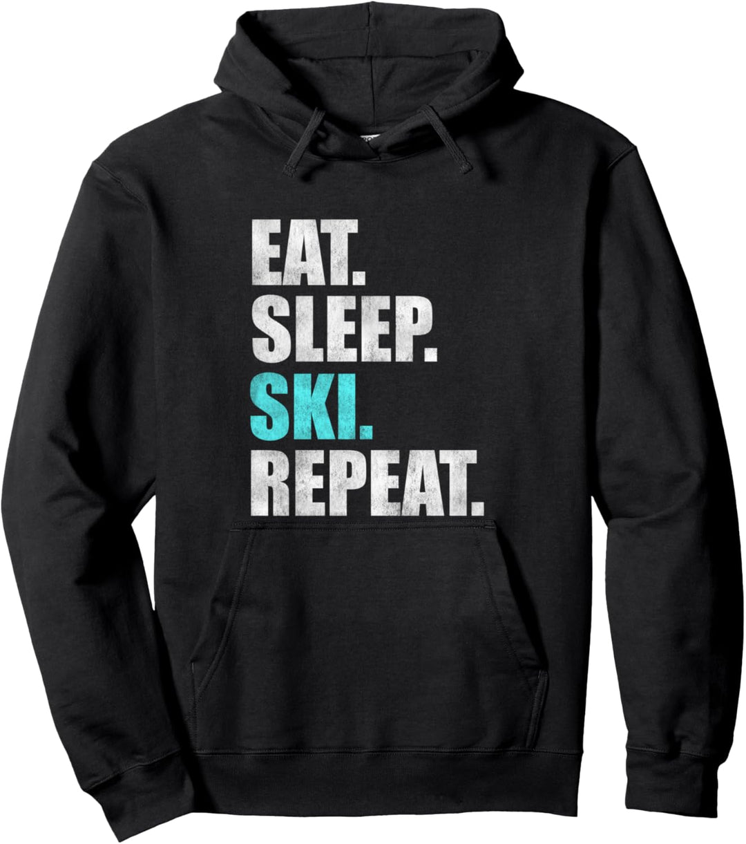 Eat Sleep Ski Repeat Pullover Hoodie