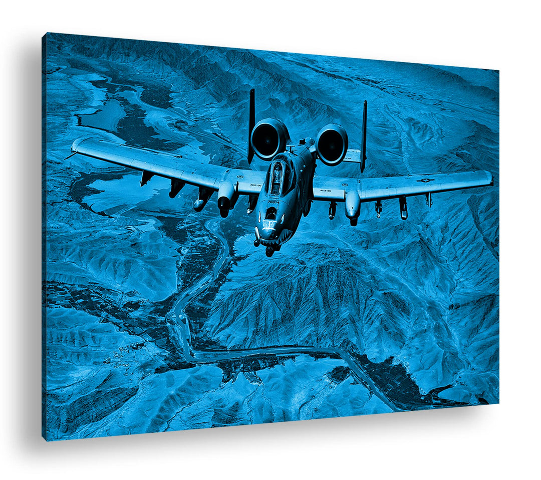 deyoli Atemberaubendes Militär Flugzeug Format: 80x60 Effekt: Monocrome Blau als Leinwandbild, Motiv