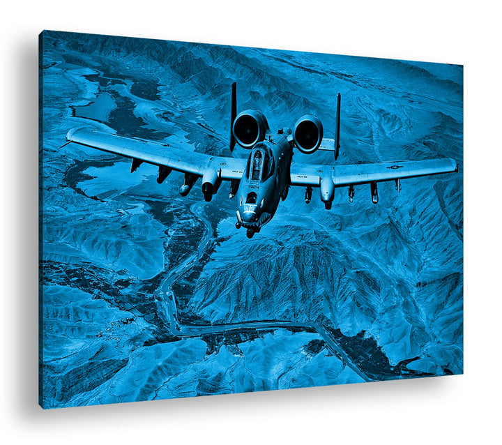 deyoli Atemberaubendes Militär Flugzeug Format: 80x60 Effekt: Monocrome Blau als Leinwandbild, Motiv