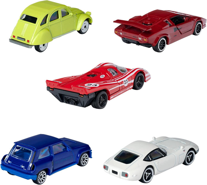 Majorette 212052013 Vintage 5er-Geschenkset, Spielzeugautos mit Freilauf aus Metall, Vintage-Version
