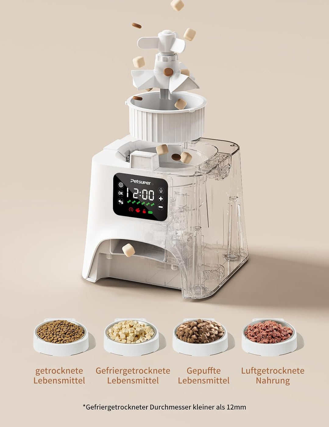 Futterautomat Katze,3L Katzenfutter Automat mit Programmierbarem Timer 1-6 Mahlzeiten pro Tag-Futter