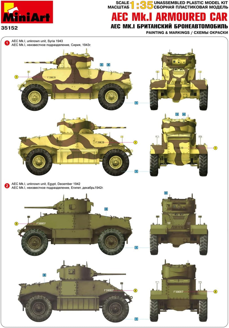 Mini Art 35152 1:35 Brit. Spähpanzer AEC Mk.I-originalgetreue Nachbildung, Modellbau, Plastik Bausat