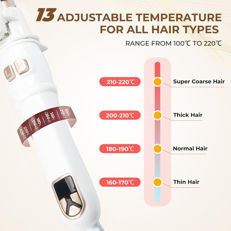 Automatischer Lockenstab, Aibeau Rotierender Lockenstab 28mm lockenstäbe Mit Temperatureinstellung,