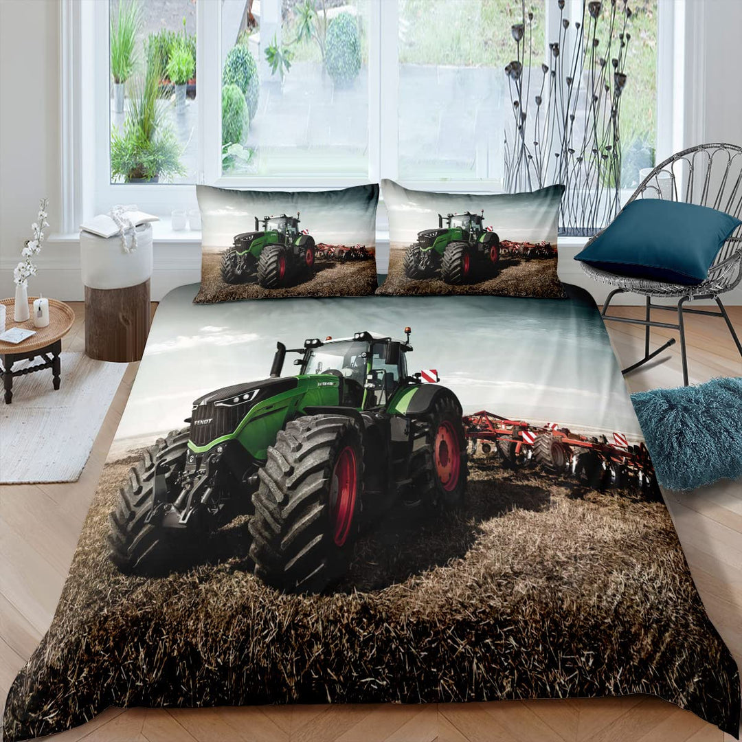 XPINGO Kinder Bettwäsche Traktor 135x200 cm 2teilig Jungen 100% Mikrofaser Sommer Weiche Winter Warm