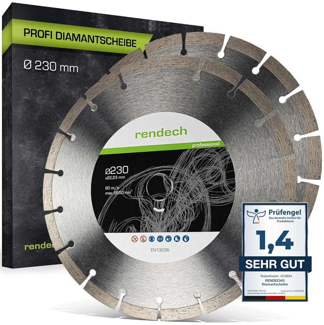 2x Profi Diamantscheibe 230mm für Stein, Beton, Granit, Ziegel uvm. - Diamanttrennscheibe mit hoher