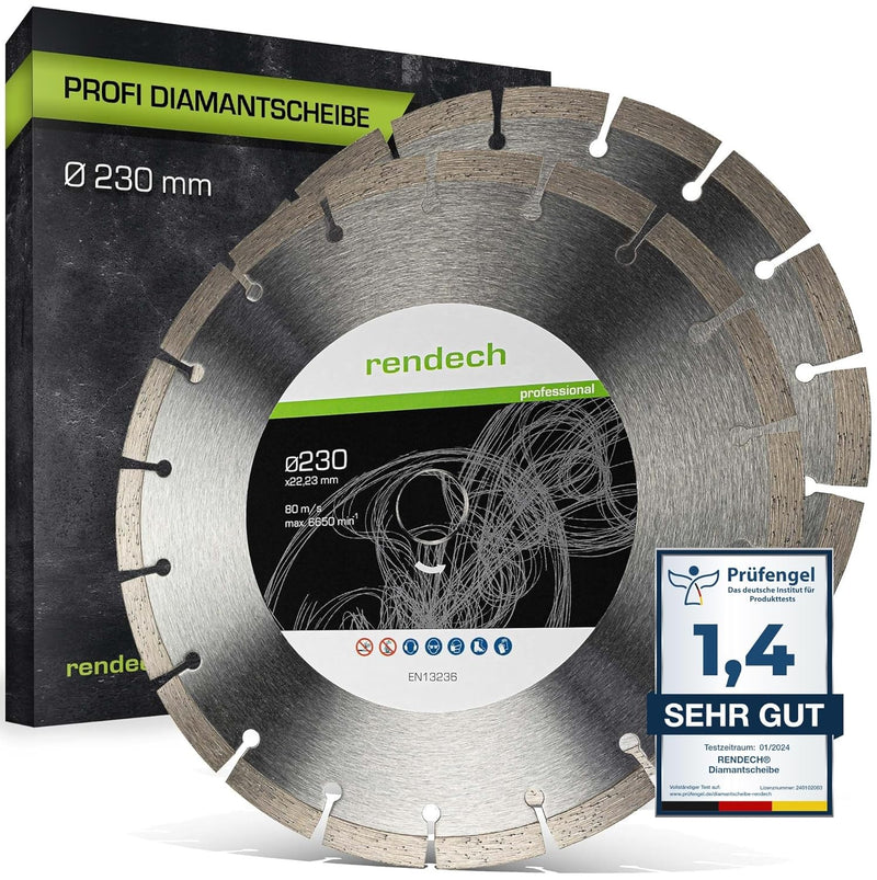 2x Profi Diamantscheibe 230mm für Stein, Beton, Granit, Ziegel uvm. - Diamanttrennscheibe mit hoher