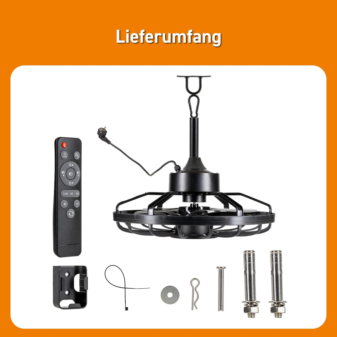Proventa LED Deckenleuchte mit Ventilator IP44 Wasserfest 42W 900lm Ø51cm CCT 2000K-4000K Fernbedien