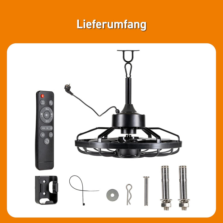 Proventa LED Deckenleuchte mit Ventilator IP44 Wasserfest 42W 900lm Ø51cm CCT 2000K-4000K Fernbedien