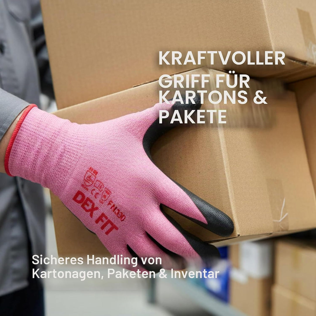 DEX FIT Arbeitshandschuhe FN330-3 Paare, 3D-Comfort Fit, rutschfester Handgriff, mit Schaumnitril be