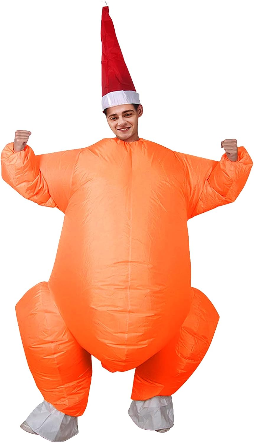 EUNEWR Aufblasbares Truthahnkostüm,Aufblasbarer Alien,Reitender Weihnachtsmann Hahn-und Truthahn-Kos