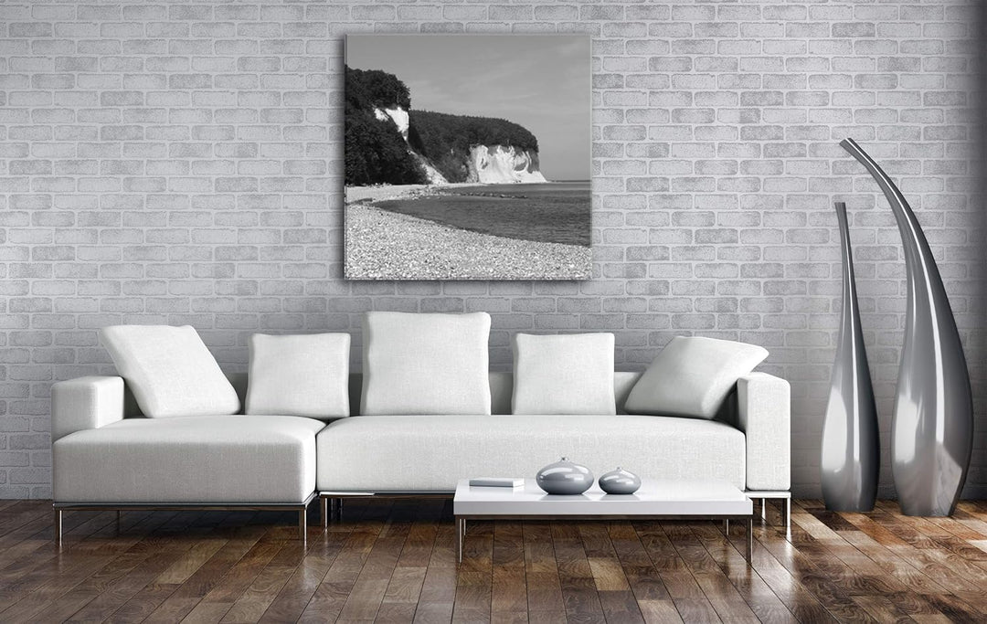 deyoli riesige Kreidefelsen auf Rügen im Format: 70x70 Effekt: Schwarz&Weiss als Leinwandbild, Motiv