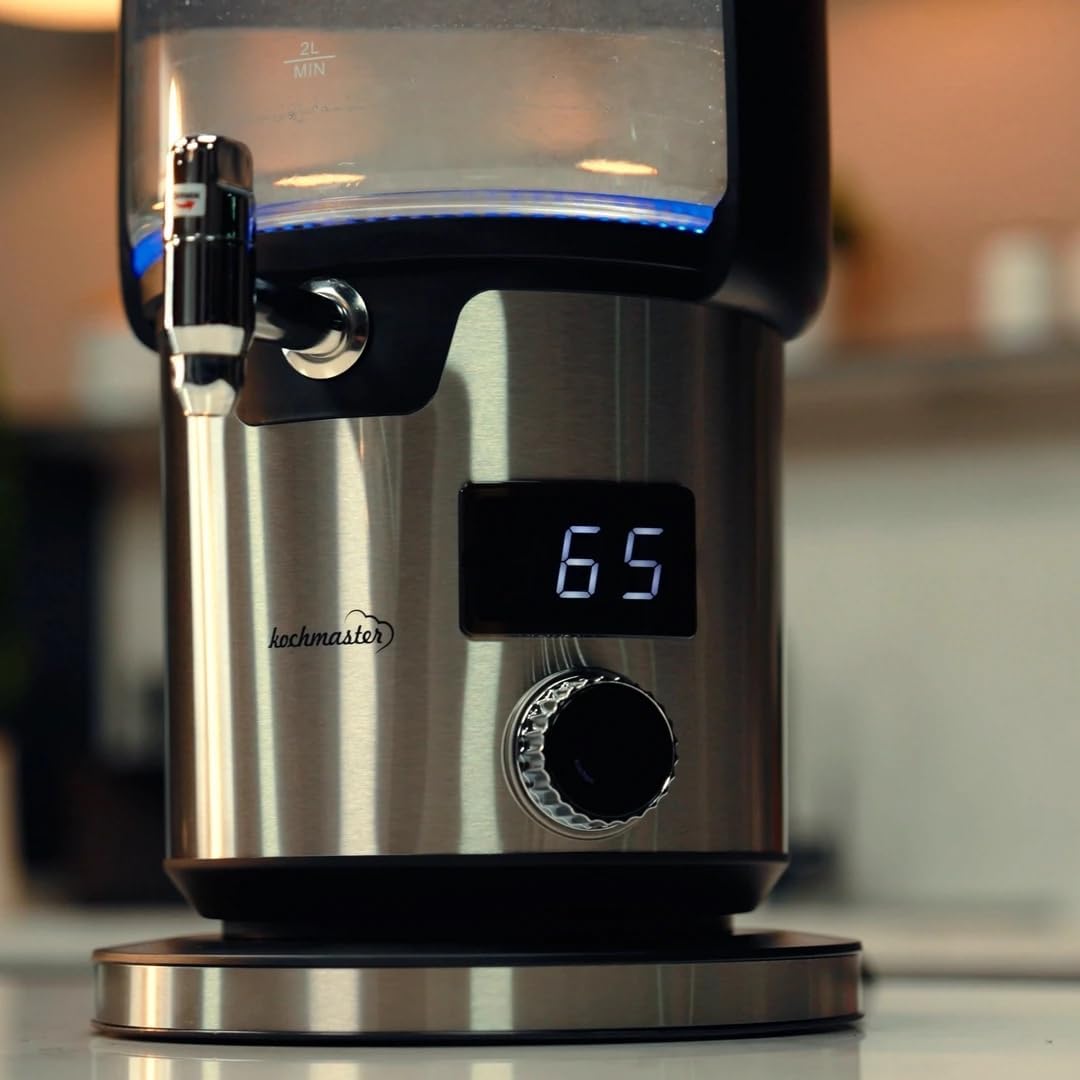 Aura Glas Samowar, 4,5L + 1,1L, 2000W, mit Temperaturregelung & Touch Display, Elektrischer Teekoche