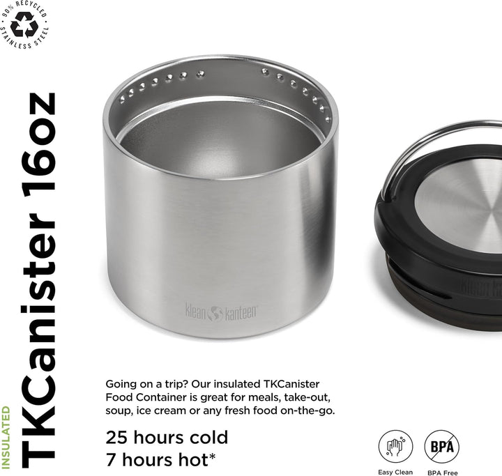 Klean Kanteen TkCanister Insulated Food Jar, 1 EA (16oz (473ml)) Brushed Stainless 473ml, Brushed St