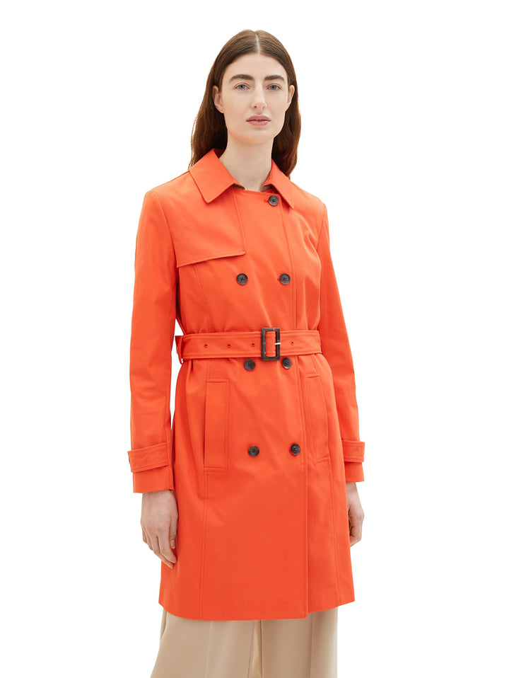 TOM TAILOR Damen Basic Trenchcoat mit Gürtel XL 15612 - Fever Red, XL 15612 - Fever Red