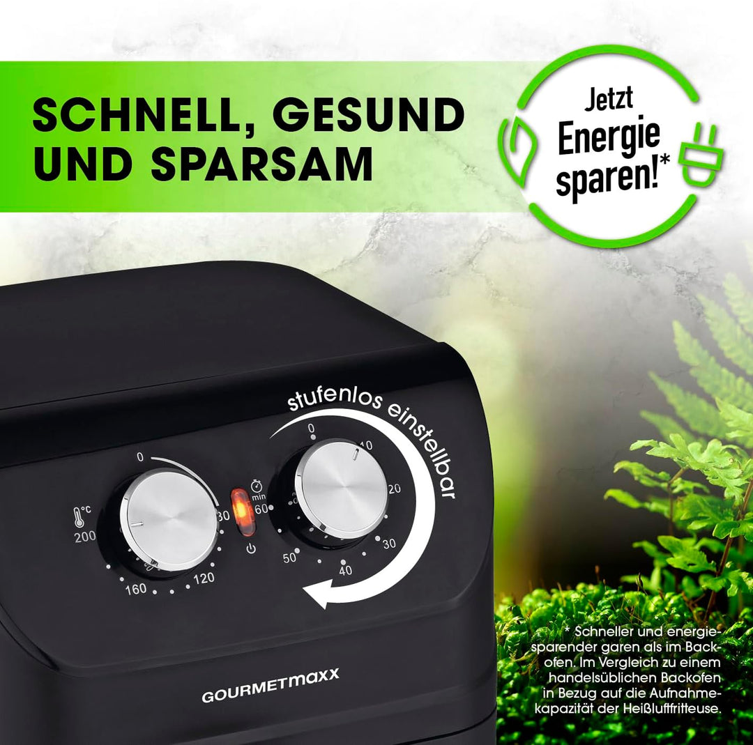 GOURMETmaxx Heissluftfritteuse 4 L | Airfryer mit Timerfunktion & Edelstahl Heizelement | praktische
