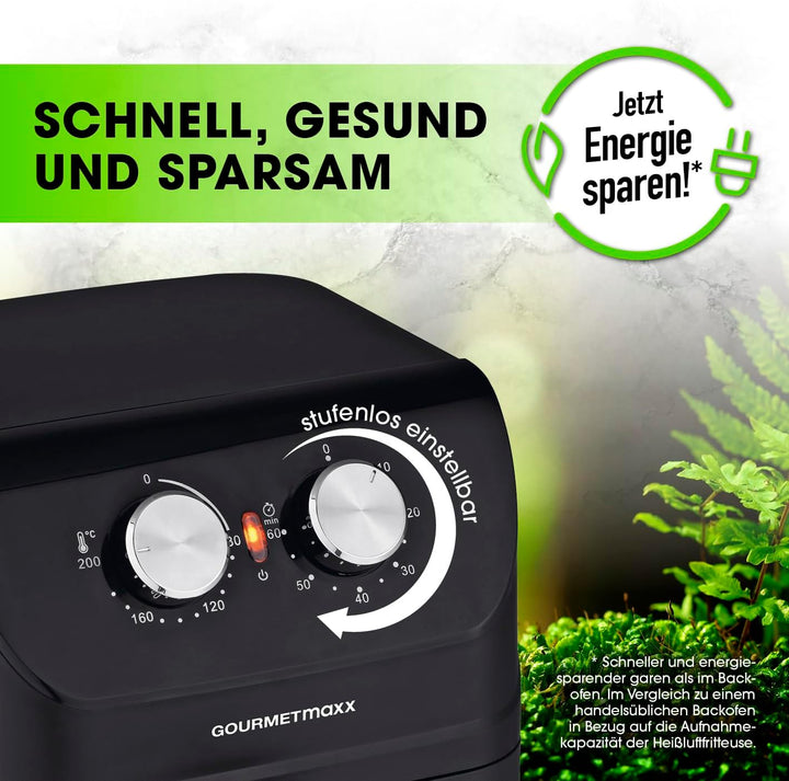 GOURMETmaxx Heissluftfritteuse 4 L | Airfryer mit Timerfunktion & Edelstahl Heizelement | praktische