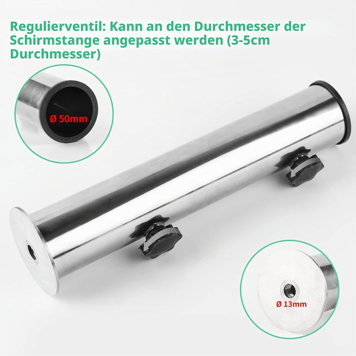 efuturetime Sonnenschirm Standrohre Universal Halterung Balkon Einstellbar Universal mit 3 PVC Reduz
