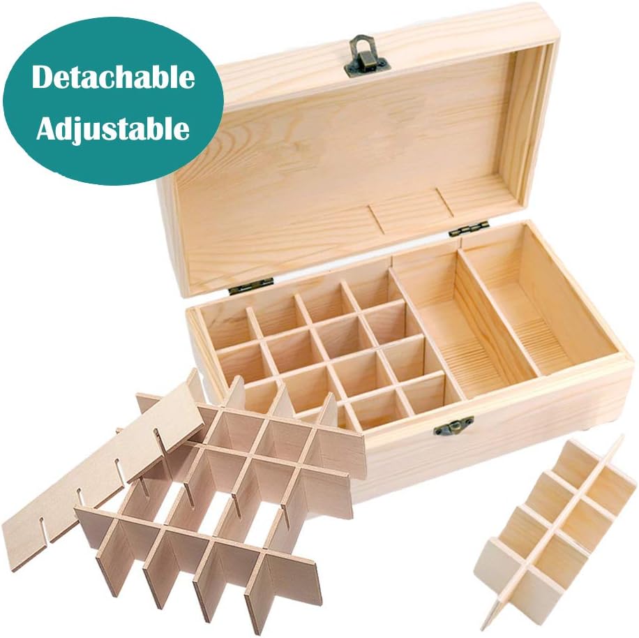 36 Slots Ätherisches Öl Box aus Holz - Bietet Platz für 5 10 15 ml ätherisches Öl-Flaschen - Ideales