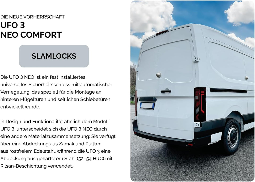 UFO MERONI SERRATURE Ufo 3 Neo Comfort Hochsicheres Diebstahlschutzschloss für Transporter und Leich